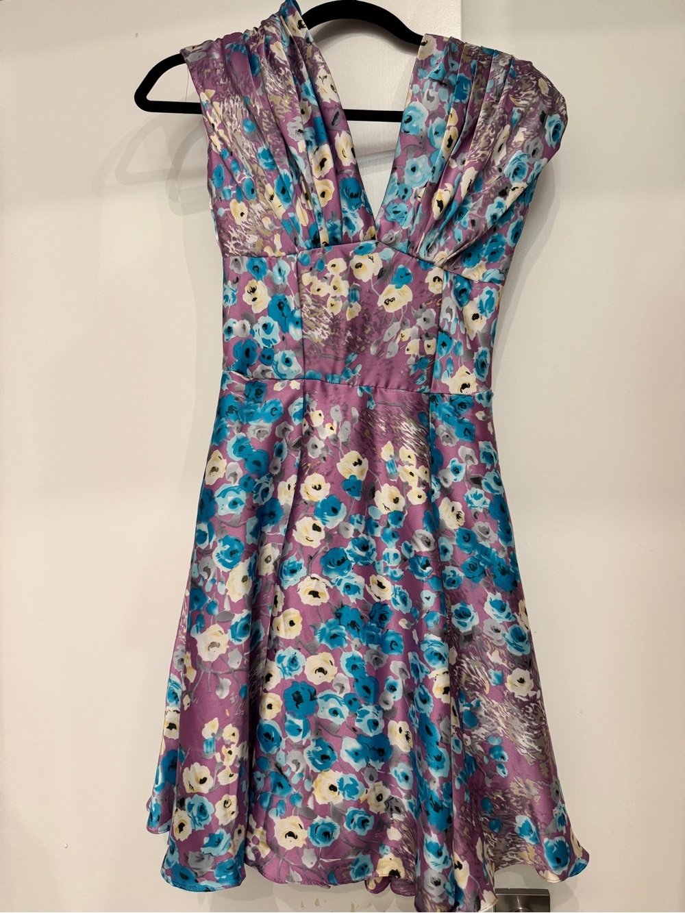 Unique Vintage Purple Floral Fit-and-Flare Dress